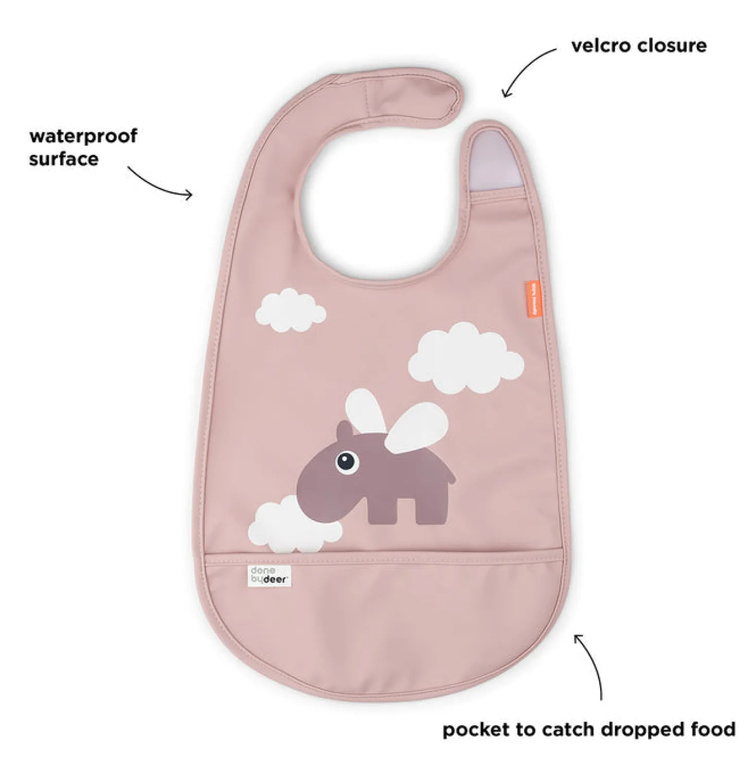 Babero Velcro Happy Clouds Powder · Done by Deer