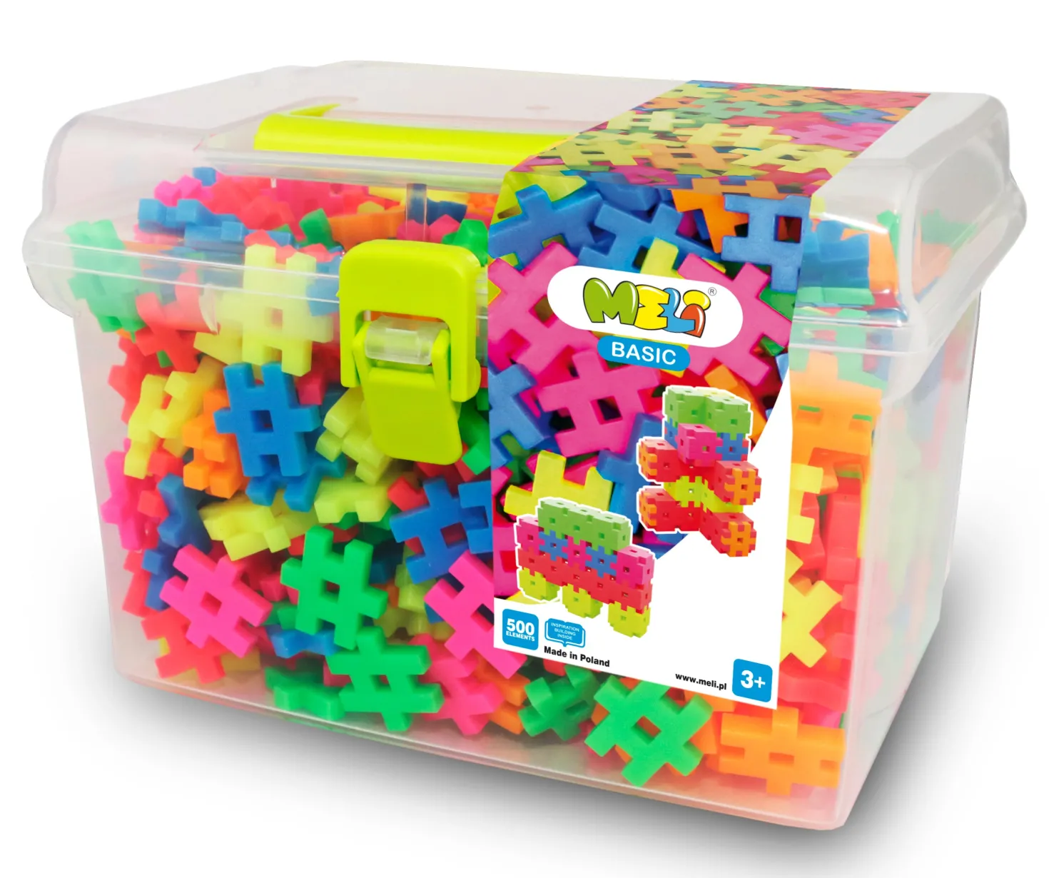 Bloques Meli · Basic Travel Box 500 piezas Neon