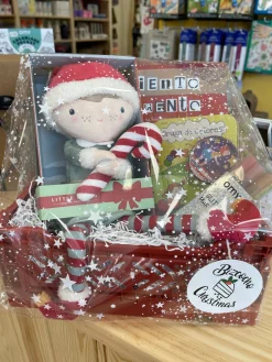 Cesta Bizcochitos Christmas con Muñeco