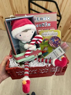 Cesta Bizcochitos Christmas con Muñeco