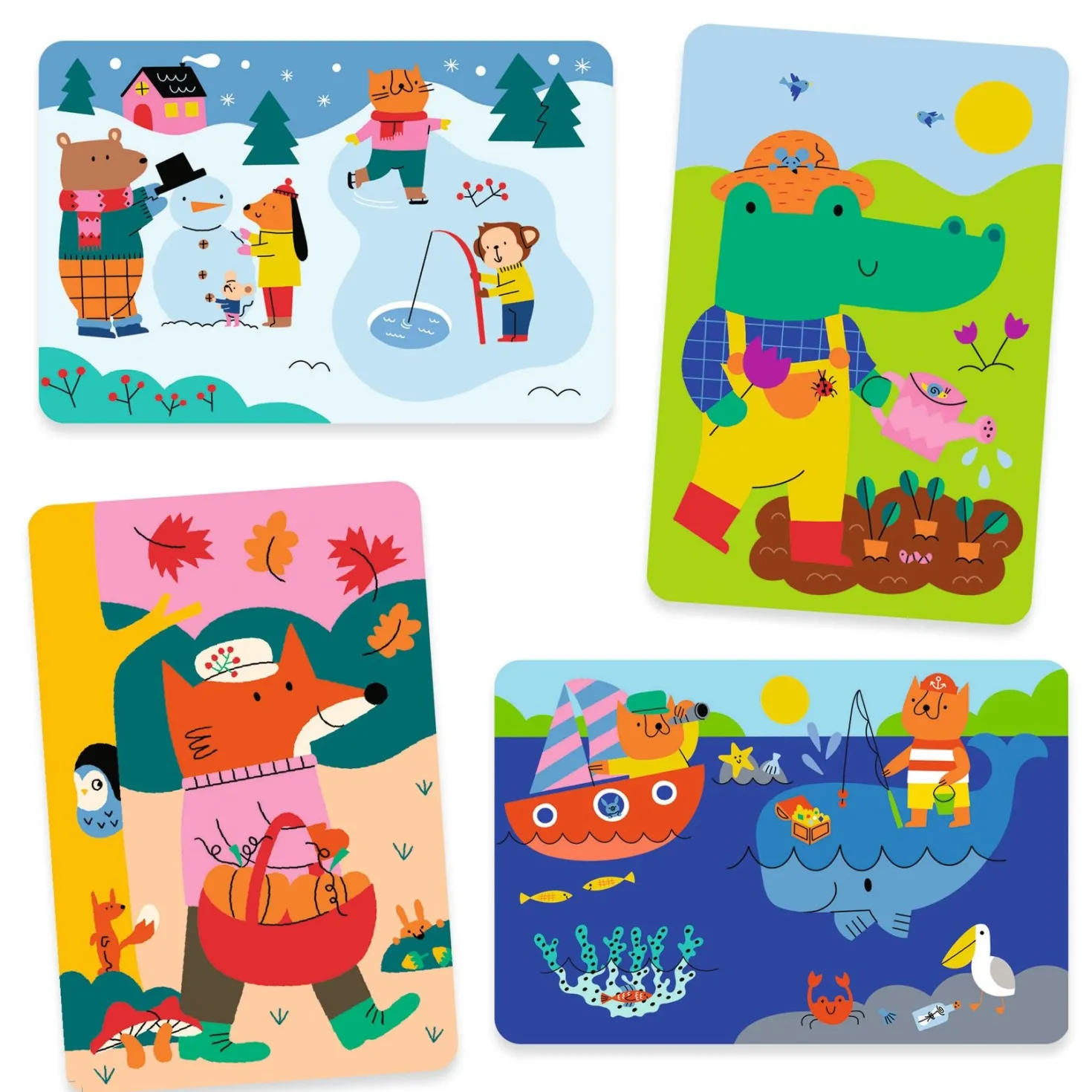 Colorear con agua 4 temporadas · DJECO