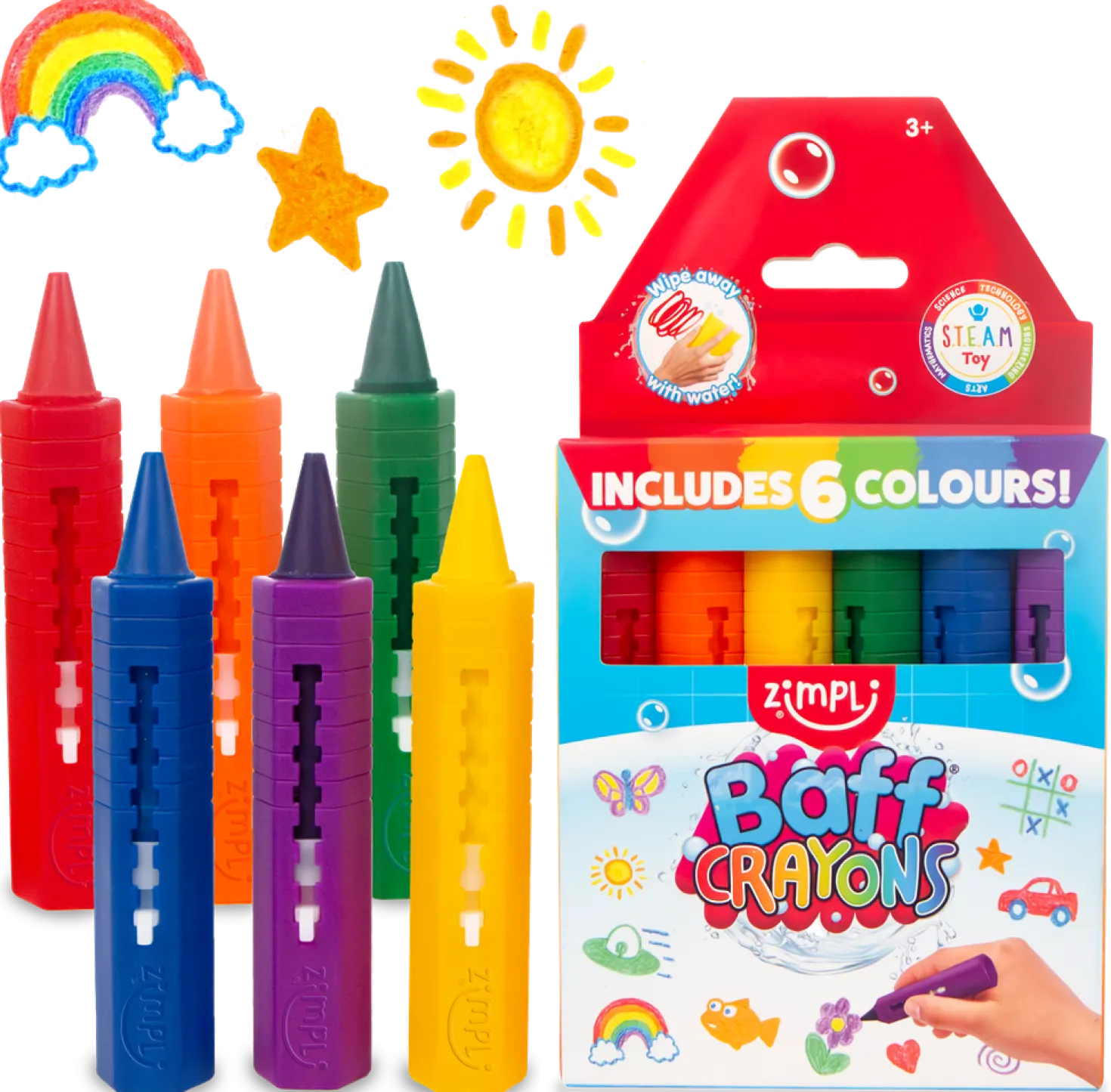 Crayons para baño 6 colores · Zimpli