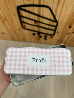 Estuche de lata vintage personalizable · Vichy