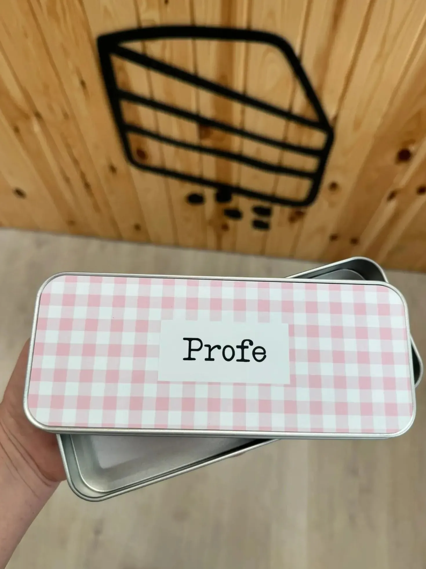 Estuche de lata vintage personalizable · Vichy