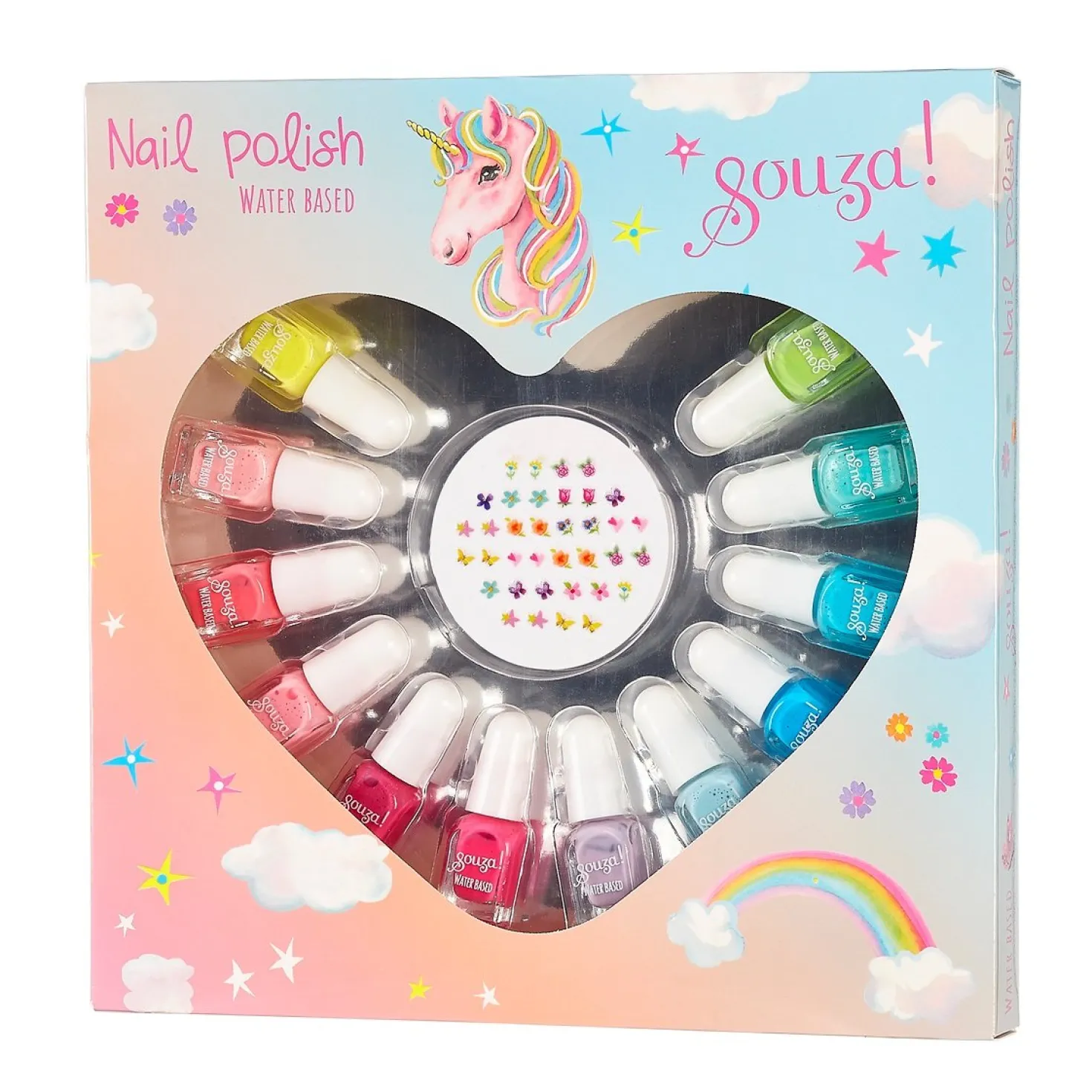 Estuche Esmalte de Uñas 12 colores + Stickers · Souza