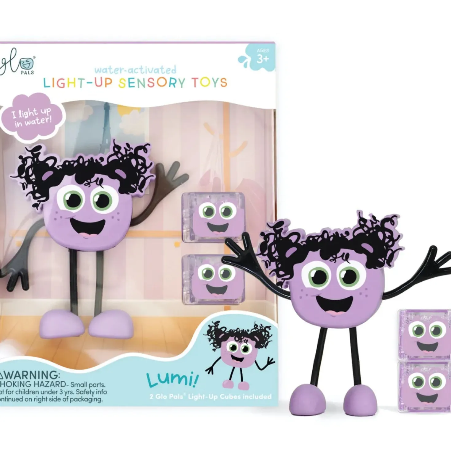 GloPals Set Personaje + 2 Cubos luz LUMI Lila