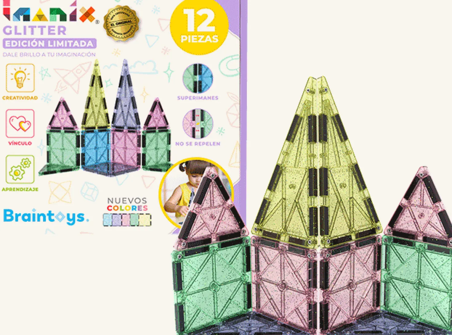 Imanix Glitter 12 piezas · Braintoys