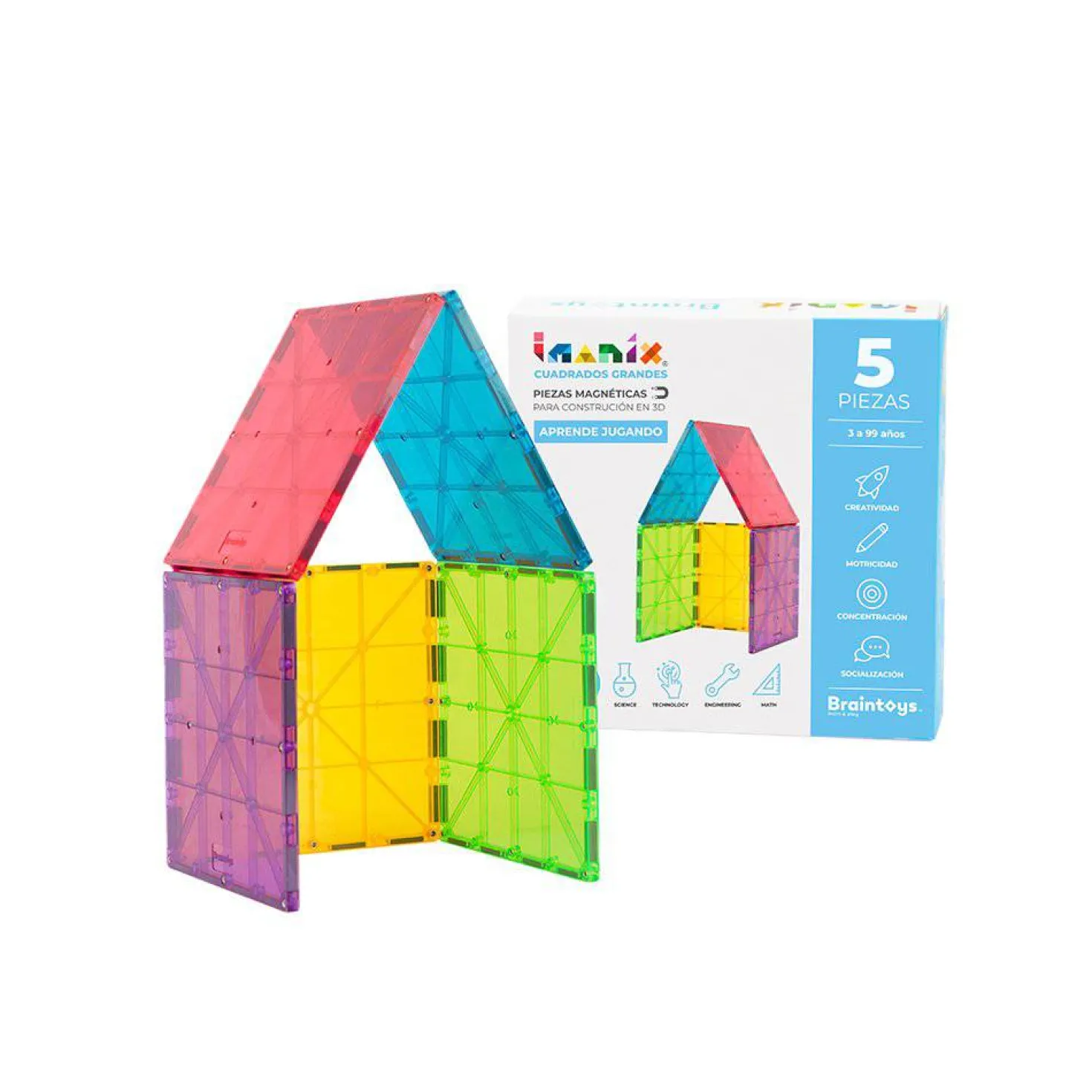 Imanix Set 5 Cuadrados Grandes · Braintoys