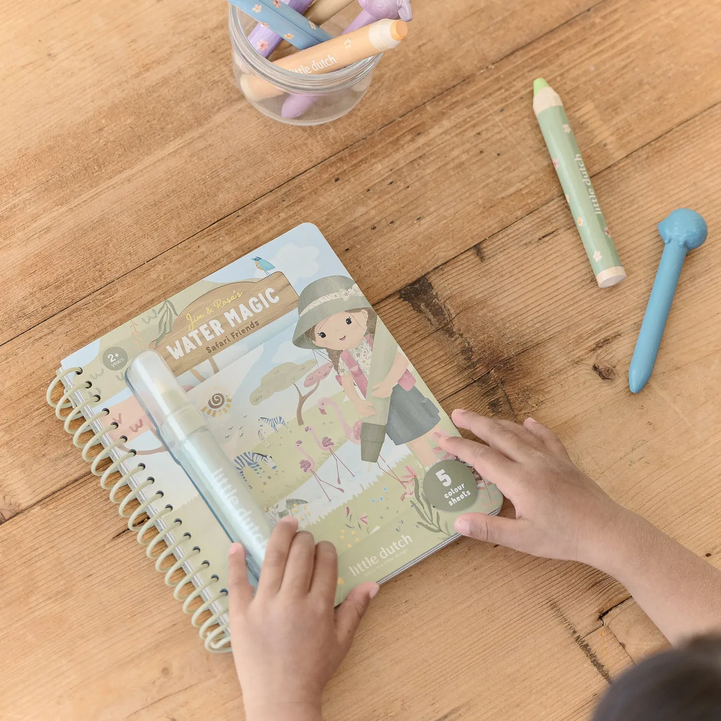 Libro Mágico al agua Safari Rosa · Little Dutch