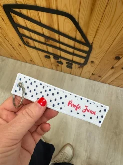 Llavero loneta personalizado · French Dots