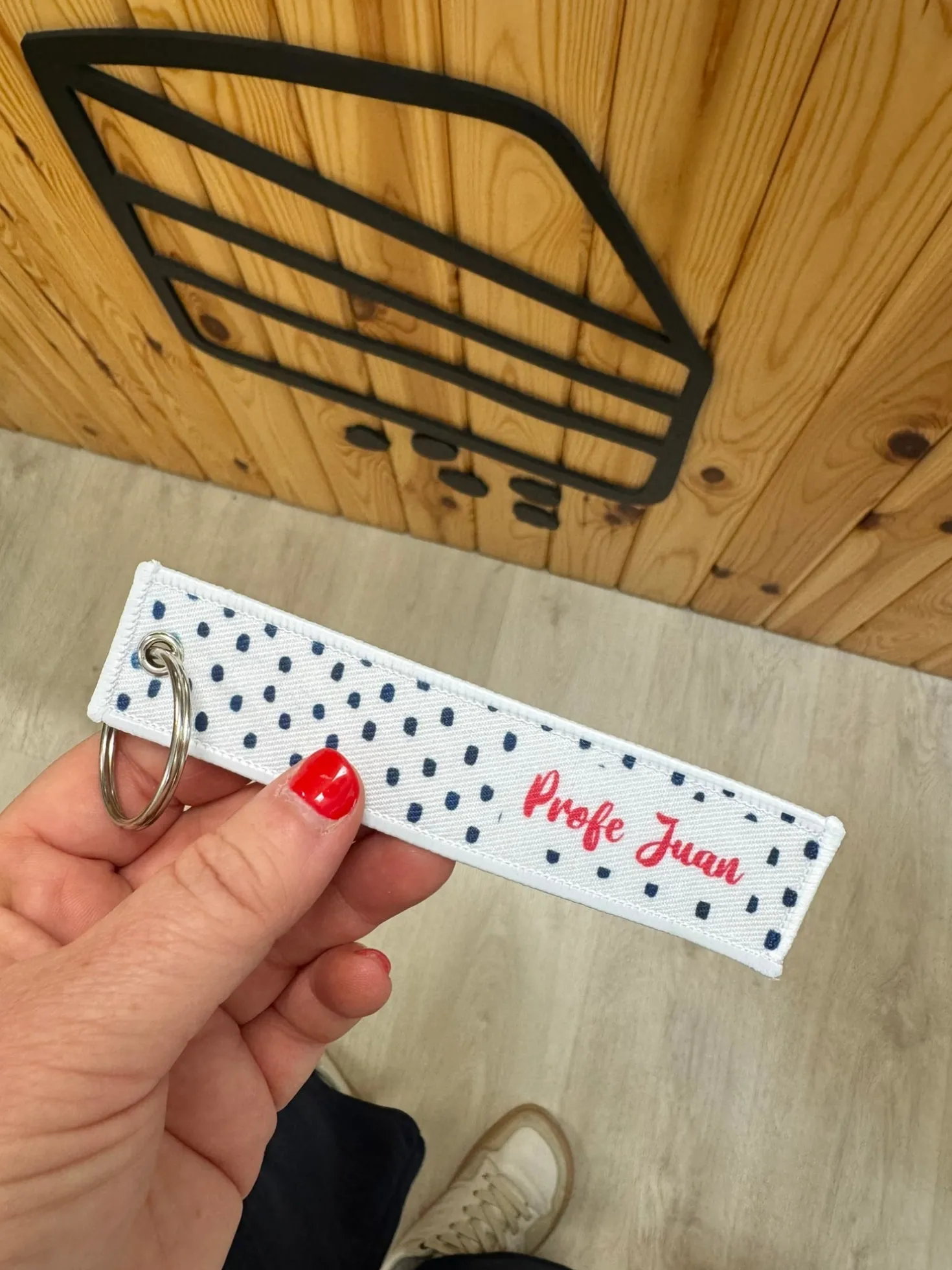 Llavero loneta personalizado · French Dots
