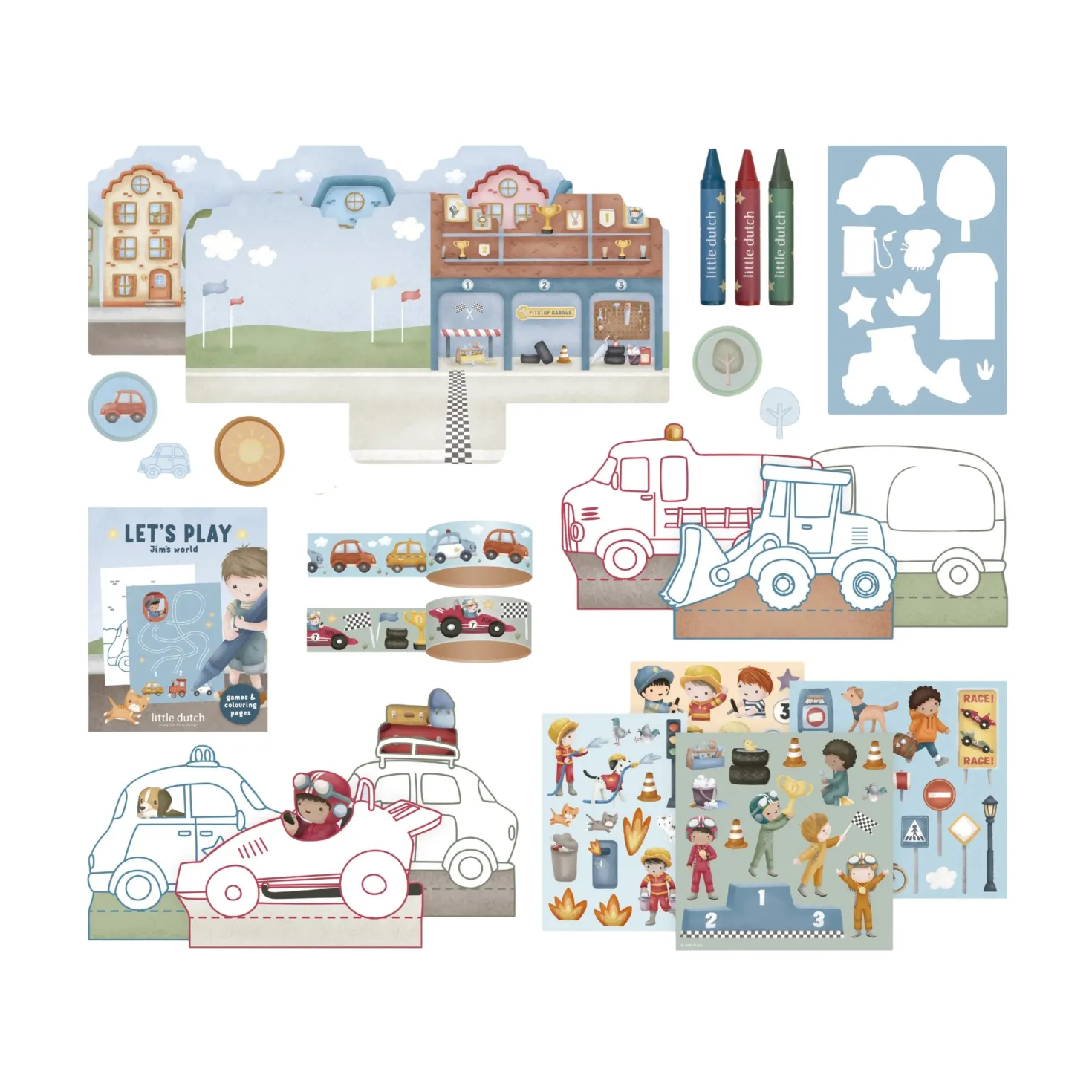 Maleta de creatividad Jim Vehículos · Little Dutch