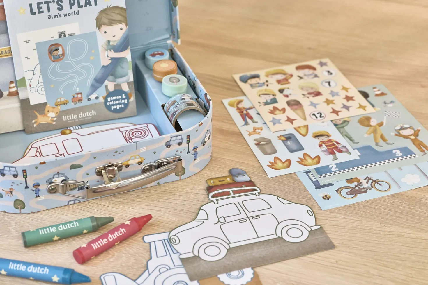 Maleta de creatividad Jim Vehículos · Little Dutch