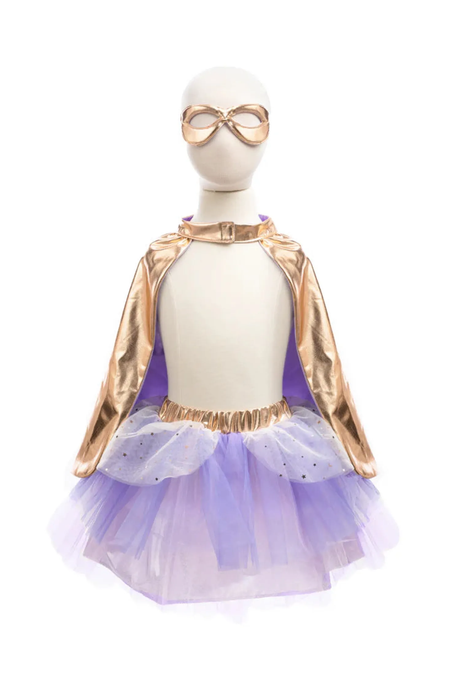 Metallic Rose Gold/Lilac Super Duper Tutú, capa y máscara · Great Pretenders 4-6 años