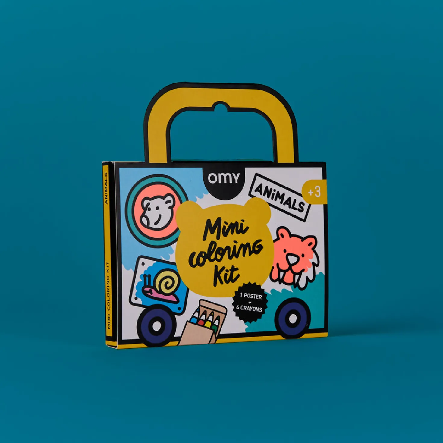Mini Pocket Animales para colorear + 4 lápices · OMY