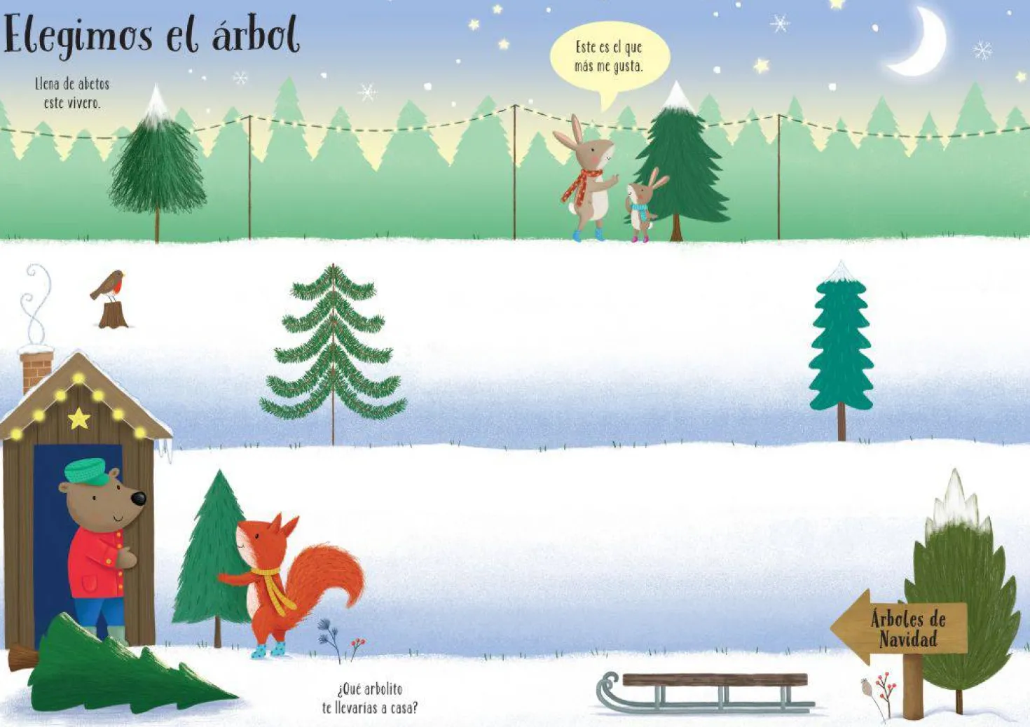 Mi pequeño libro de pegatinas brillantes · Arbolitos de Navidad