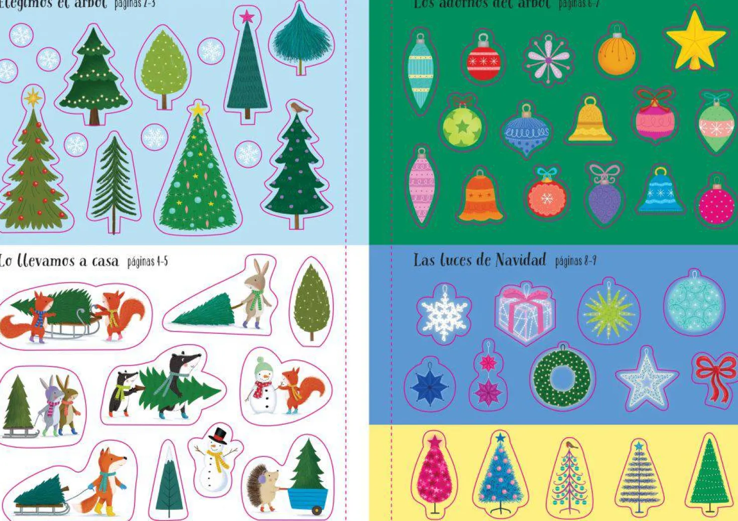 Mi pequeño libro de pegatinas brillantes · Arbolitos de Navidad