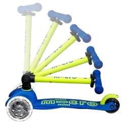 Patinete Mini Deluxe Plegable Neón LED · Azul/Amarillo