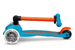 Patinete Mini Deluxe Plegable Neón LED · Azul/Naranja