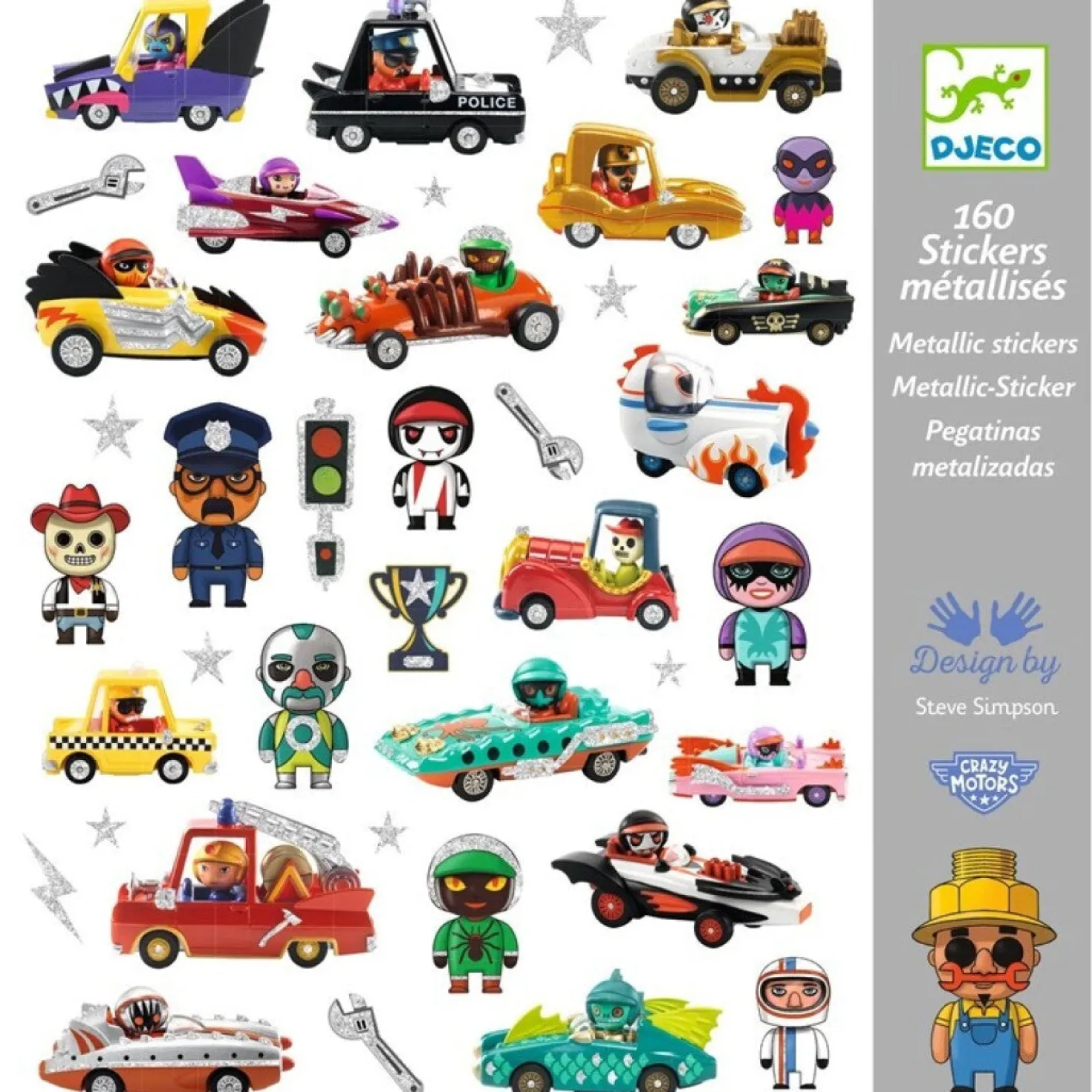 Pegatinas El Universo de los Crazy Motors · Djeco