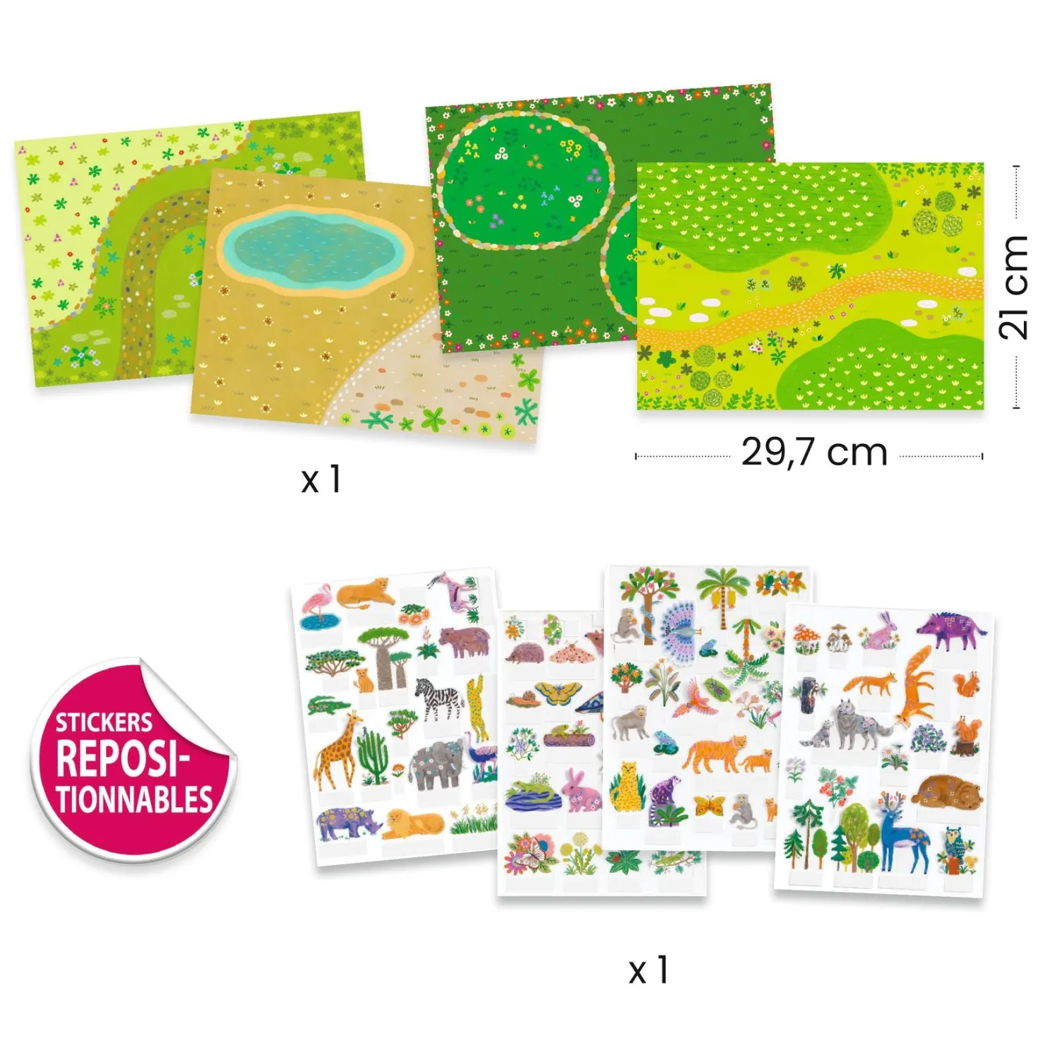 Pegatinas reposicionables Animales · Djeco