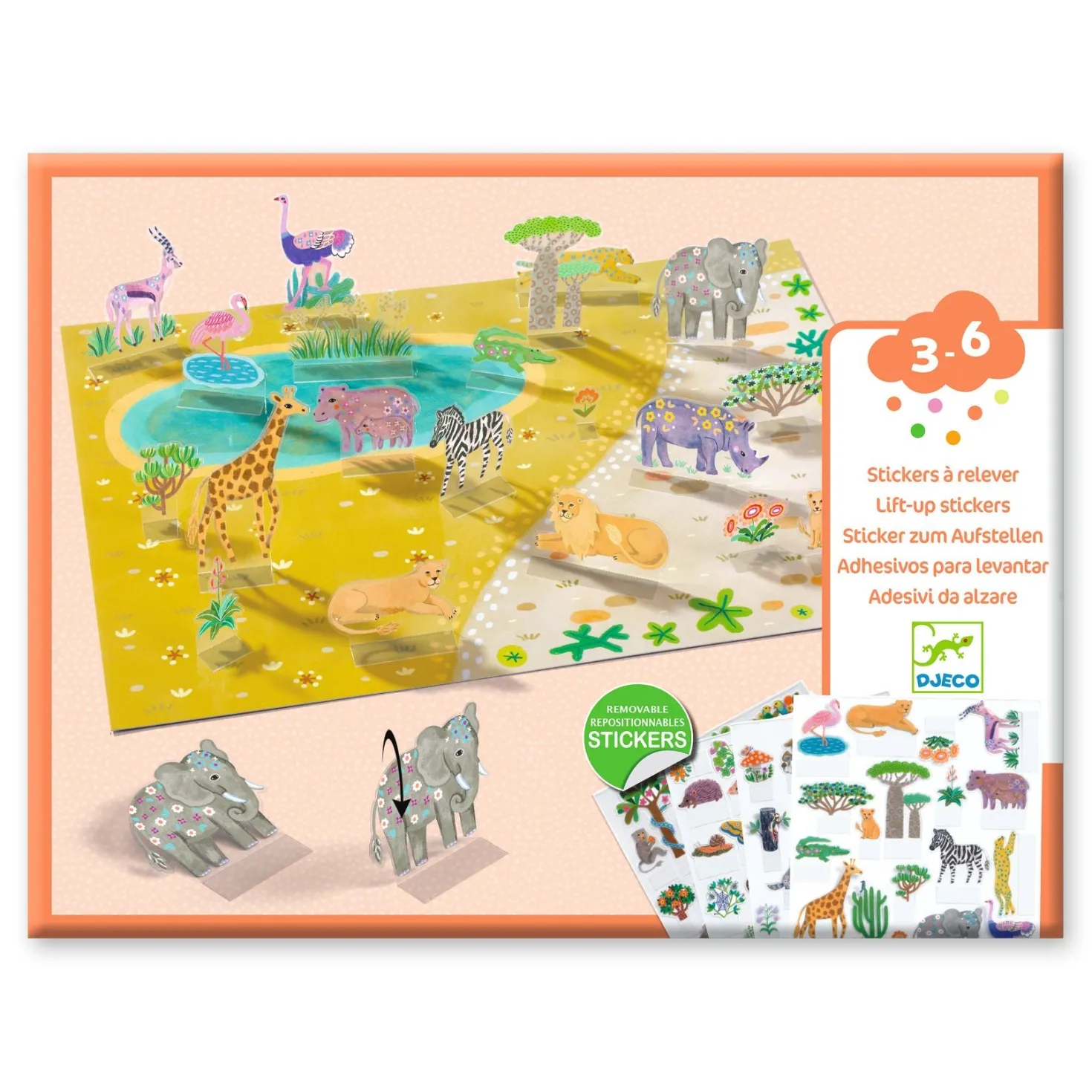 Pegatinas reposicionables Animales · Djeco