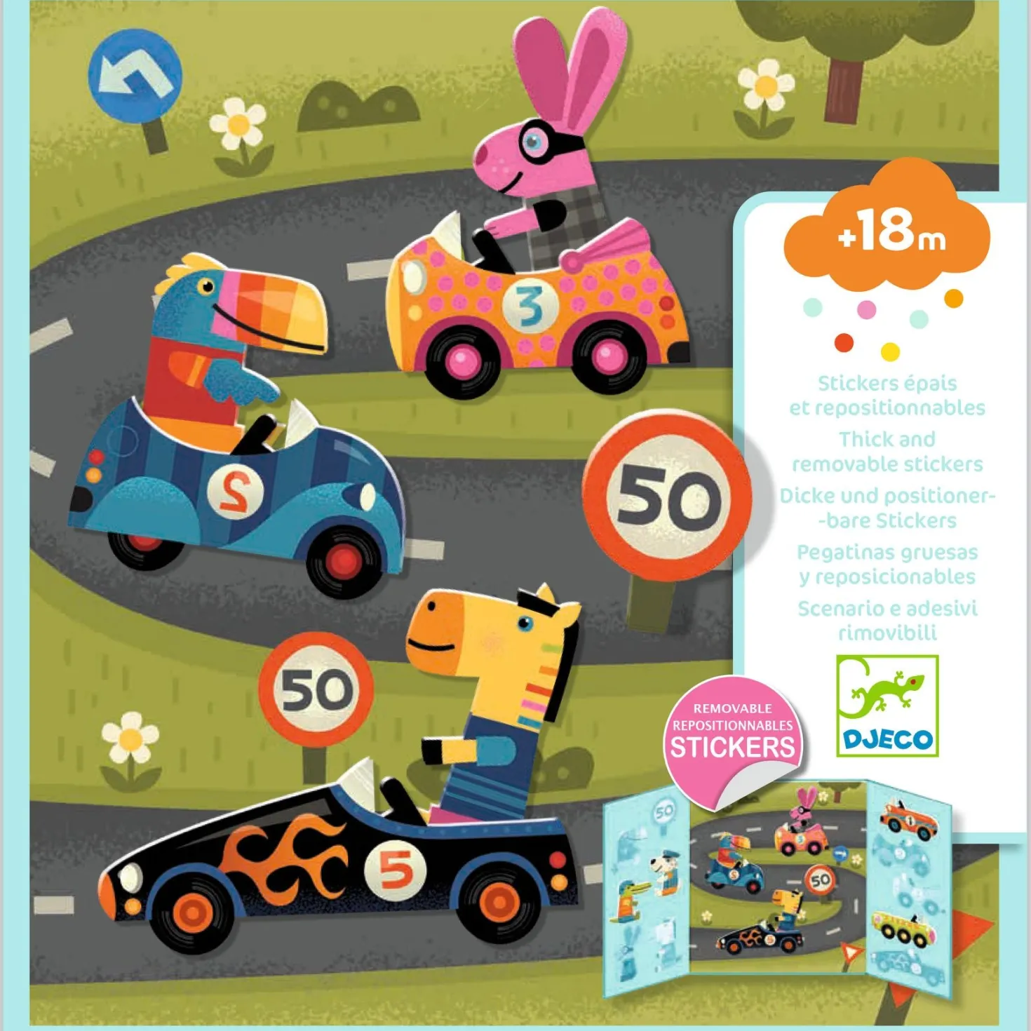 Pegatinas reposicionables Los Coches · Djeco