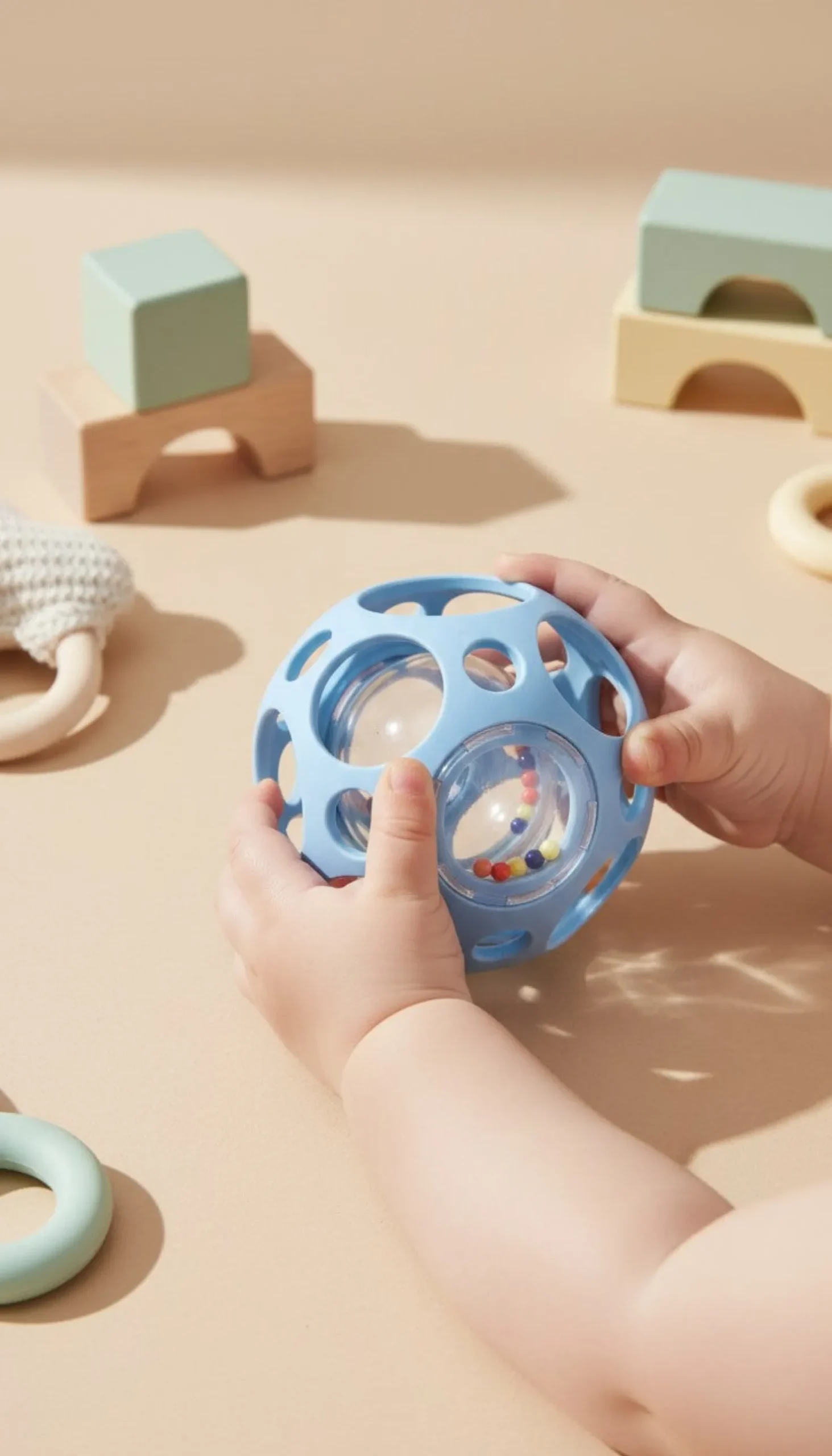 Pelota sensorial con sonajero · Little L