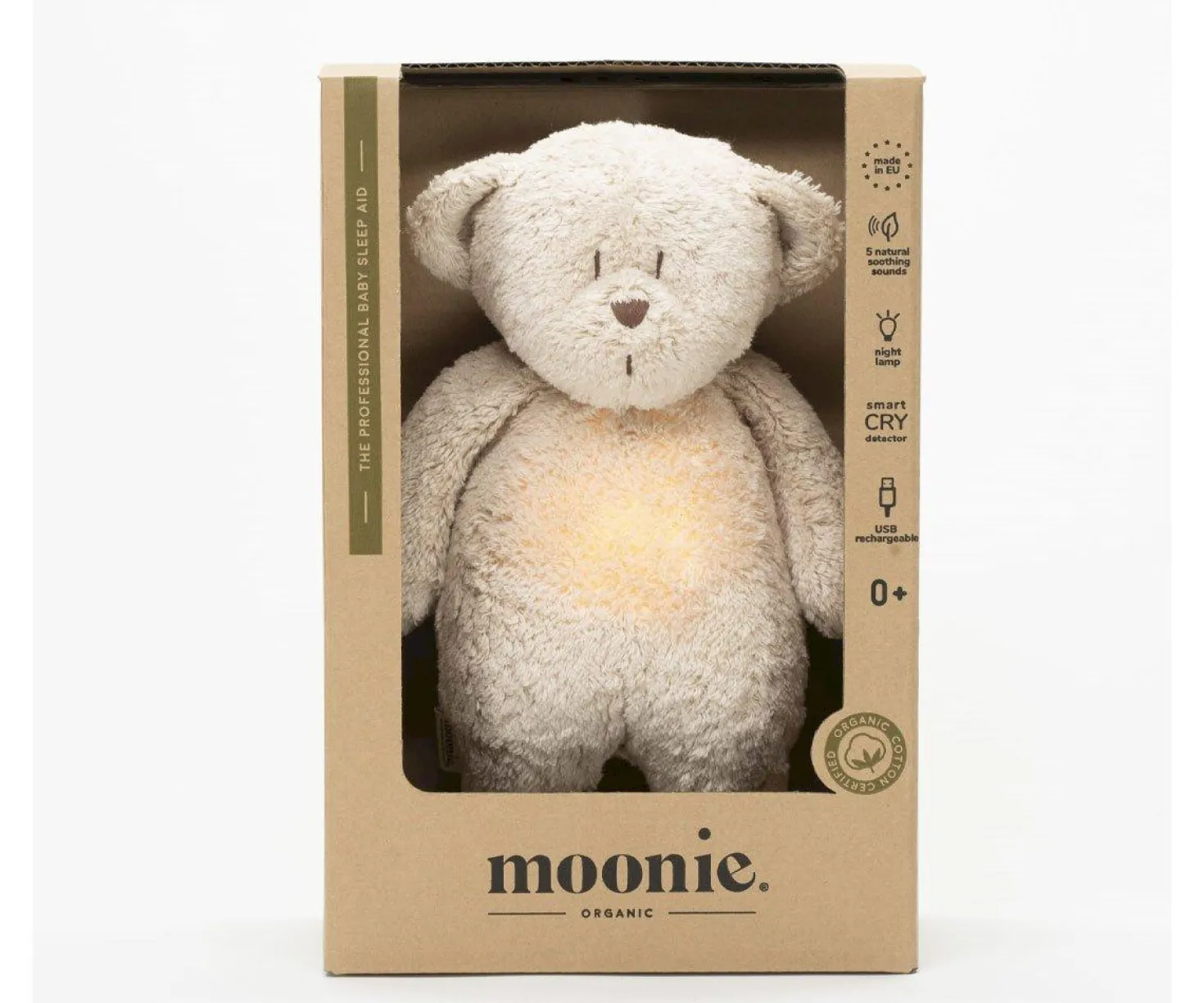 Peluche Luz-Sonido Oso Orgánico Moonie 2.0 Sand Natur