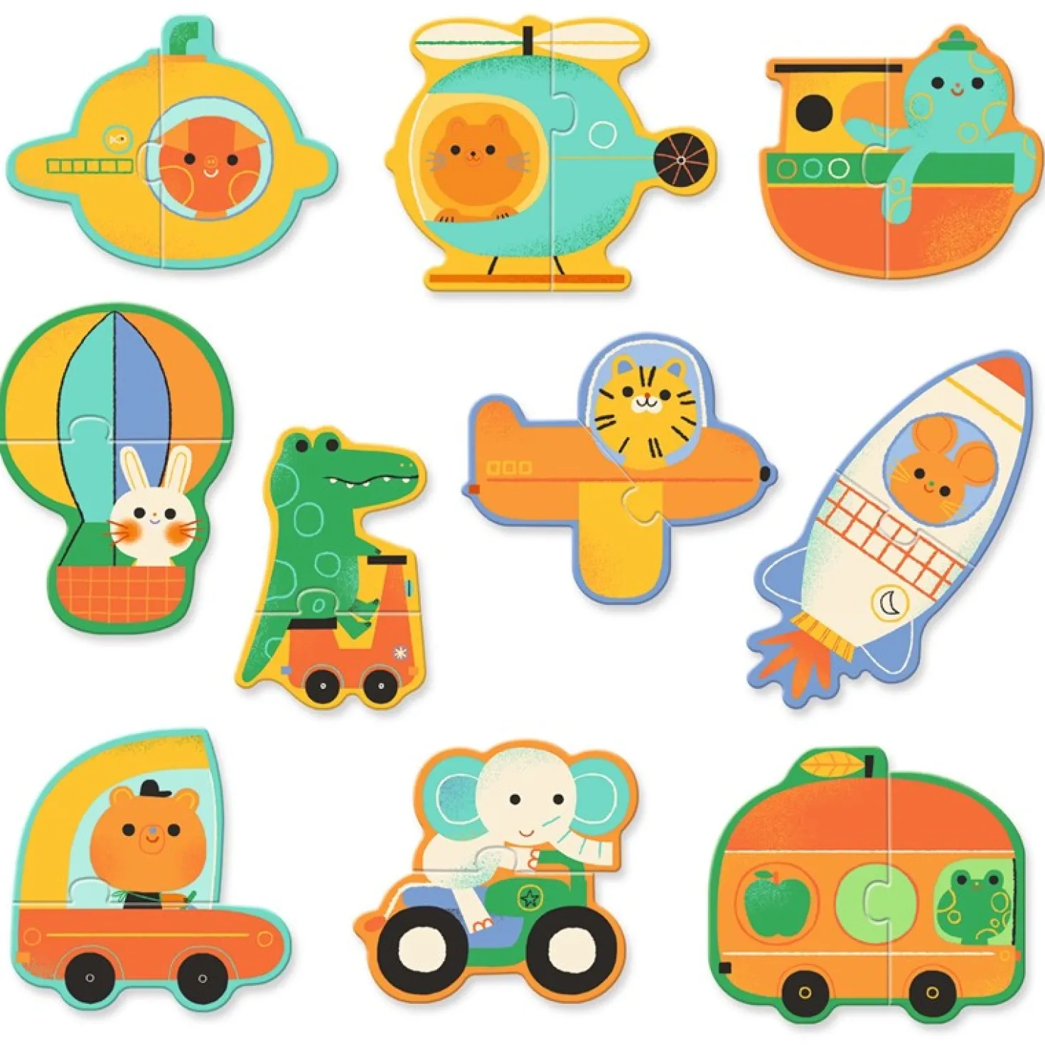 Puzzle dúo Vehiculos 20 piezas · Djeco