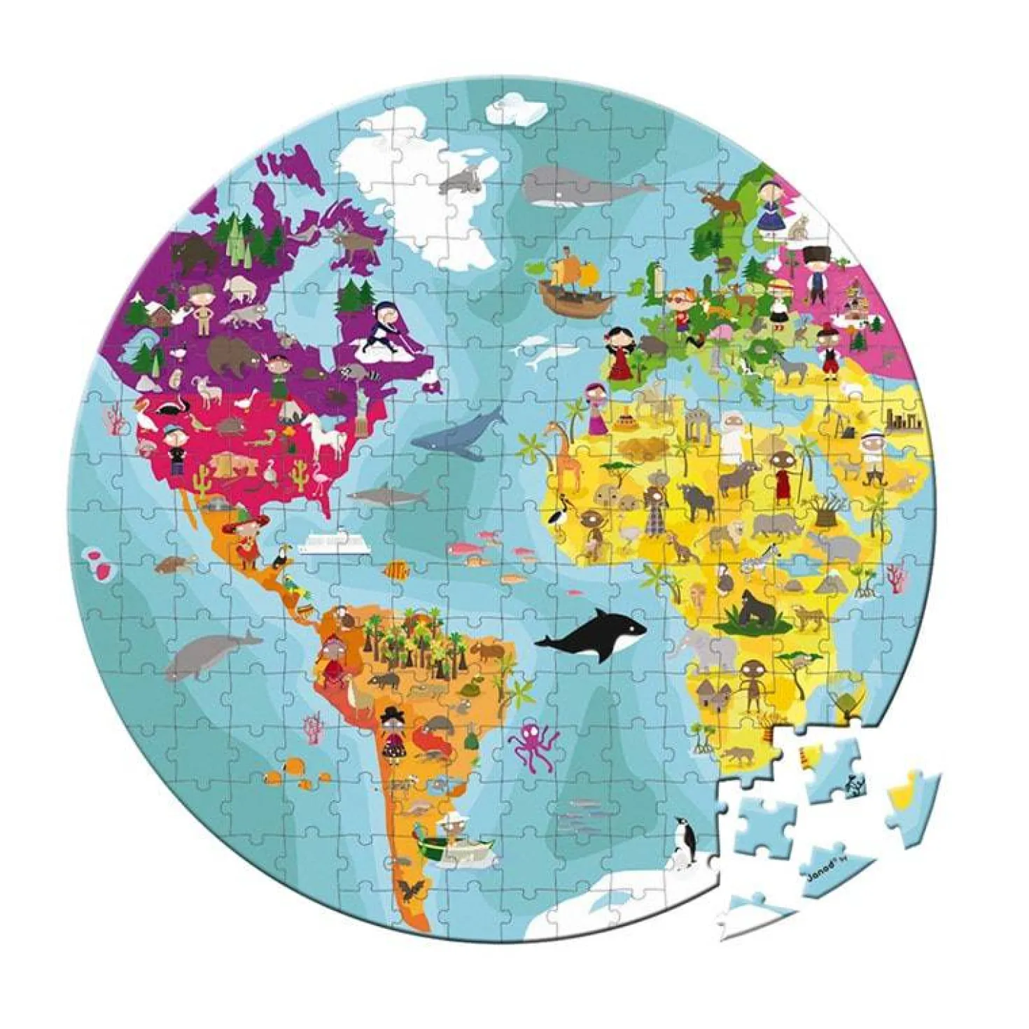 Puzzle ilustrado a dos caras "Planeta Azul" · Janod