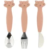 Set 3 cubiertos mango silicona gato · Trixie