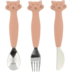 Set 3 cubiertos mango silicona gato · Trixie