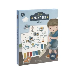 Set de pintura al agua azul Jim Vehículos · Little Dutch