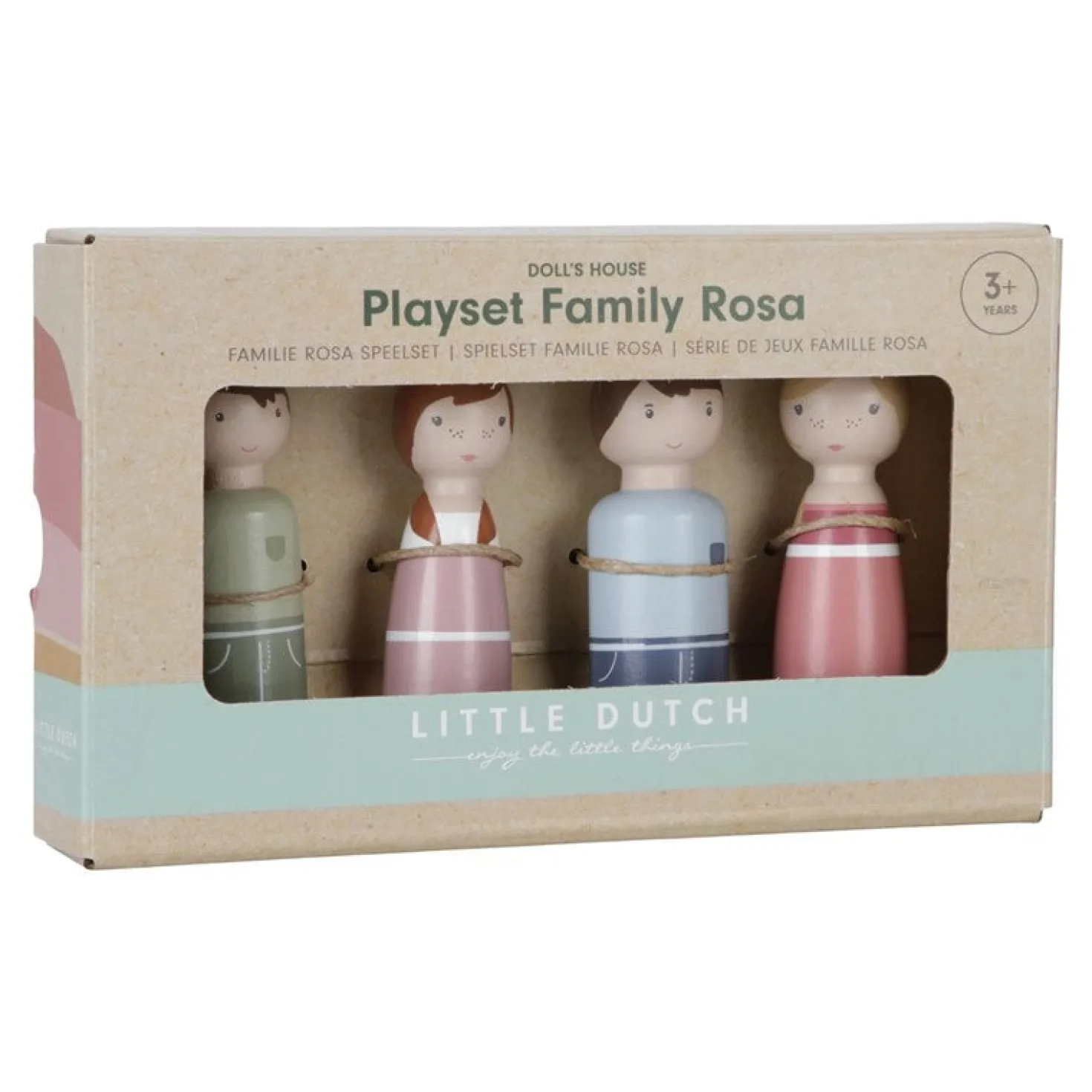 Set familia rosa Casa de Muñecas Madera FSC · Little Dutch