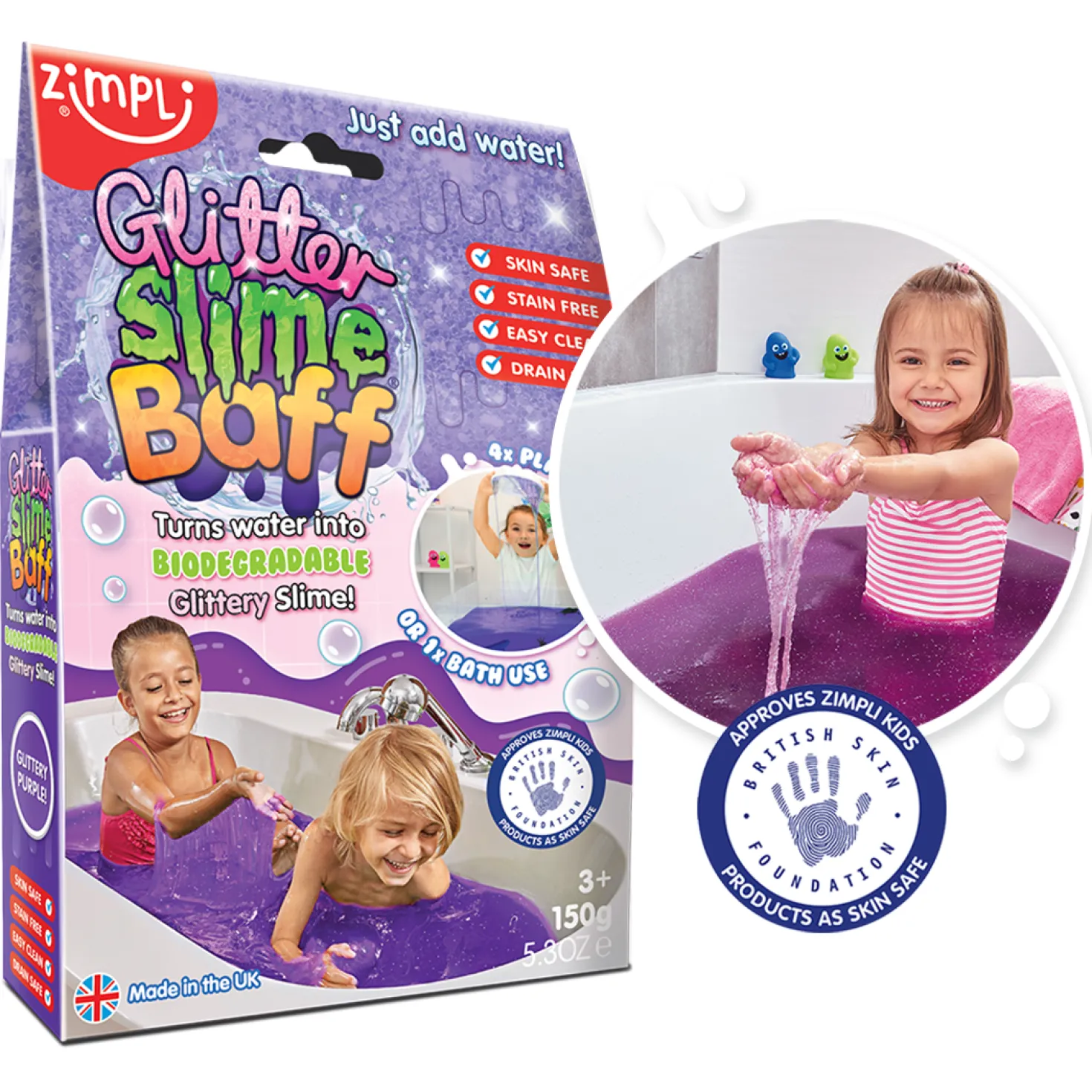 Slime para el baño Glitter Purpura · Zimpli
