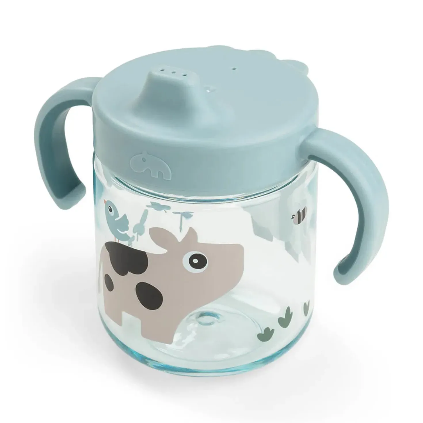Taza aprendizaje dos asas Tiny farm Blue · Done by Deer