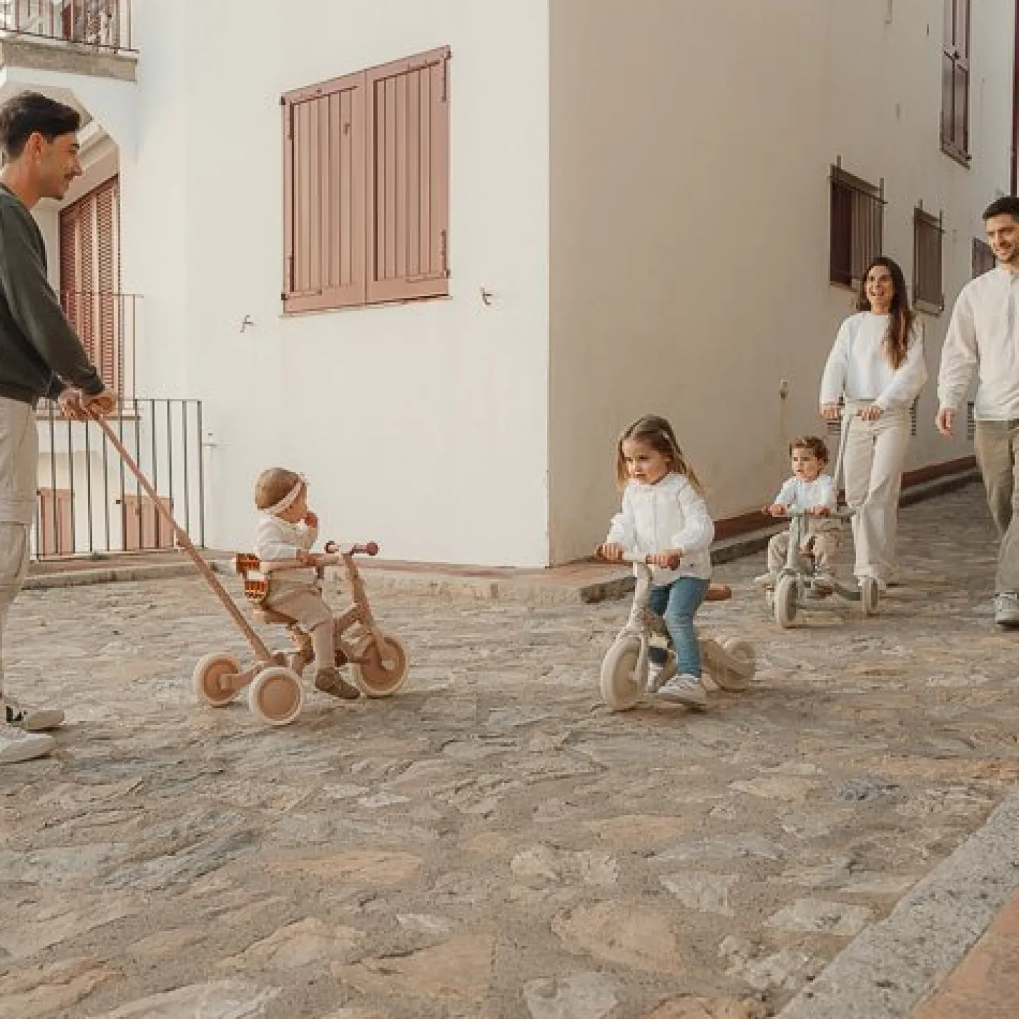 Triciclo con barra Rosa Flores · Little Dutch