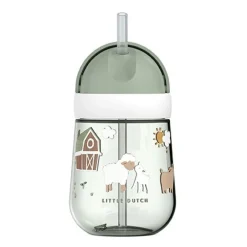 Vaso con pajita Mio Pequeña Granja 300ml. Little Dutch